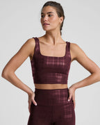 Shiny Plaid Bra Top
