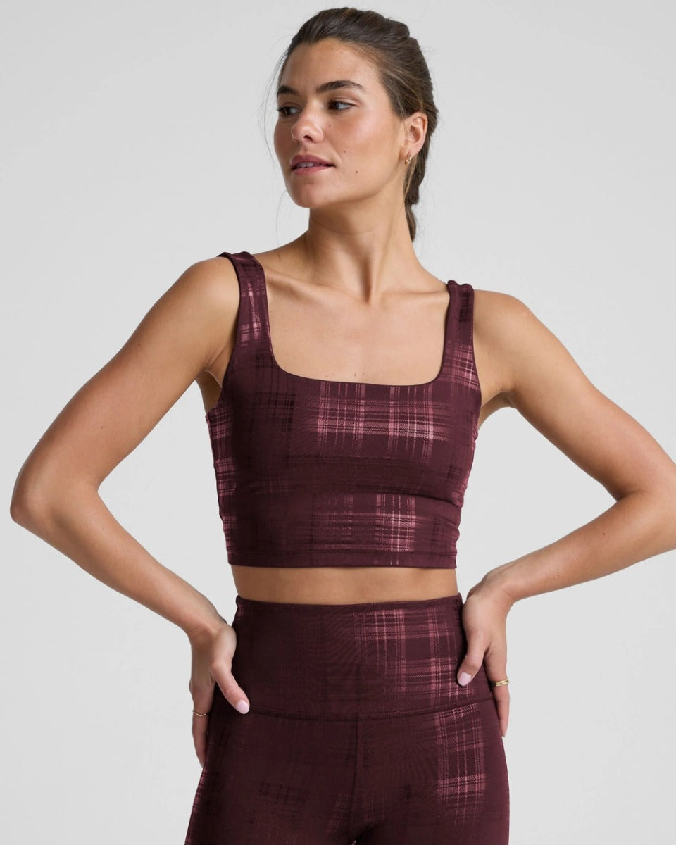 Shiny Plaid Bra Top
