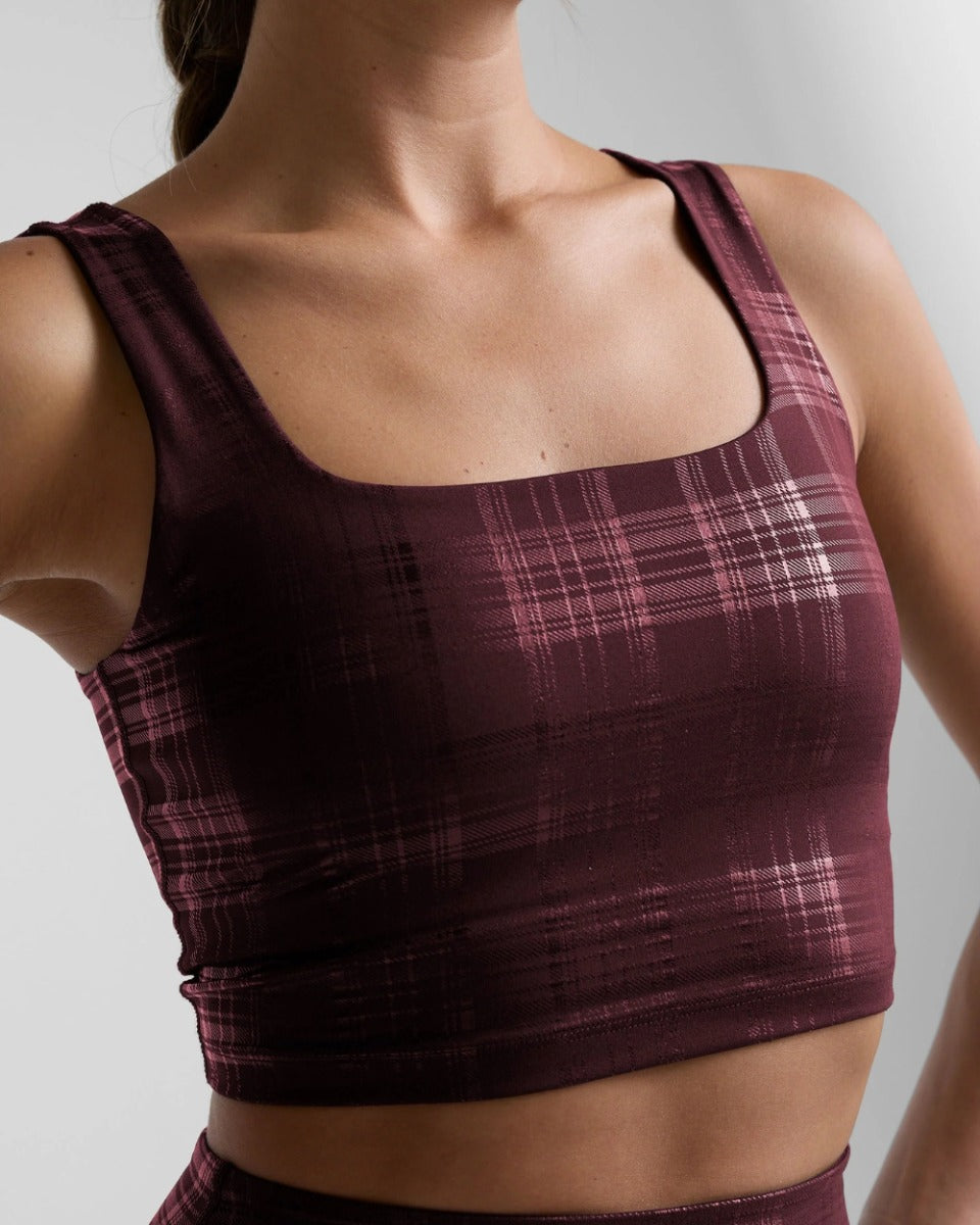 Shiny Plaid Bra Top