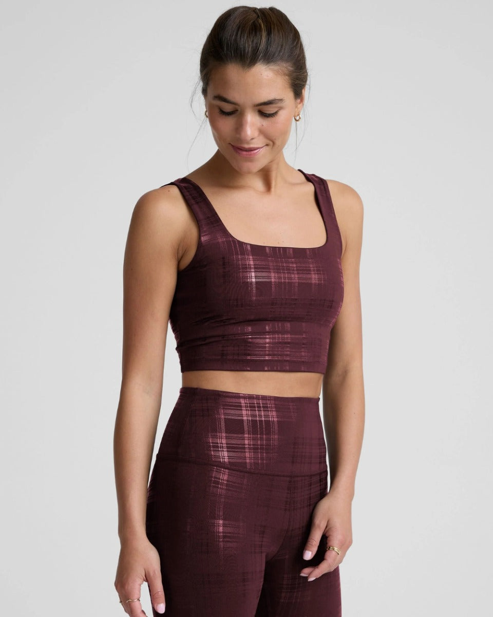 Shiny Plaid Bra Top