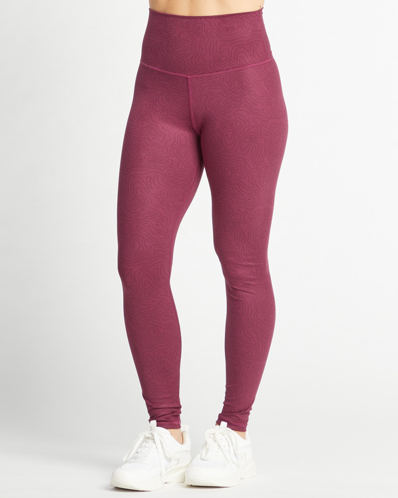 Women's Gym Pants 7/8 length printed-Burgundy