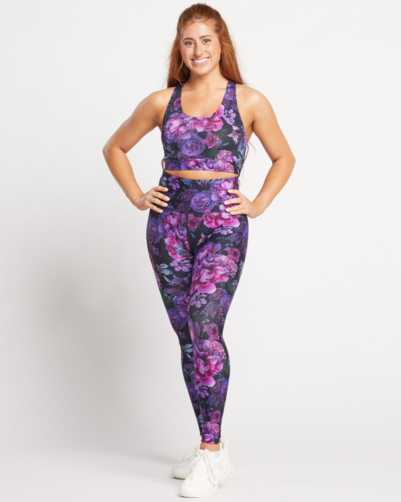 Purple floral leggings hotsell