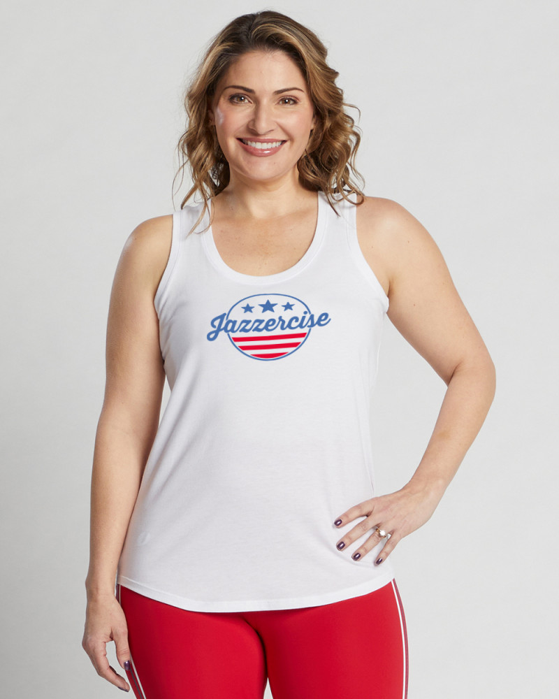 Jazzercise タンクトップ S ホワイト White Basic Jazzercise Tank - JAZZERCISE
